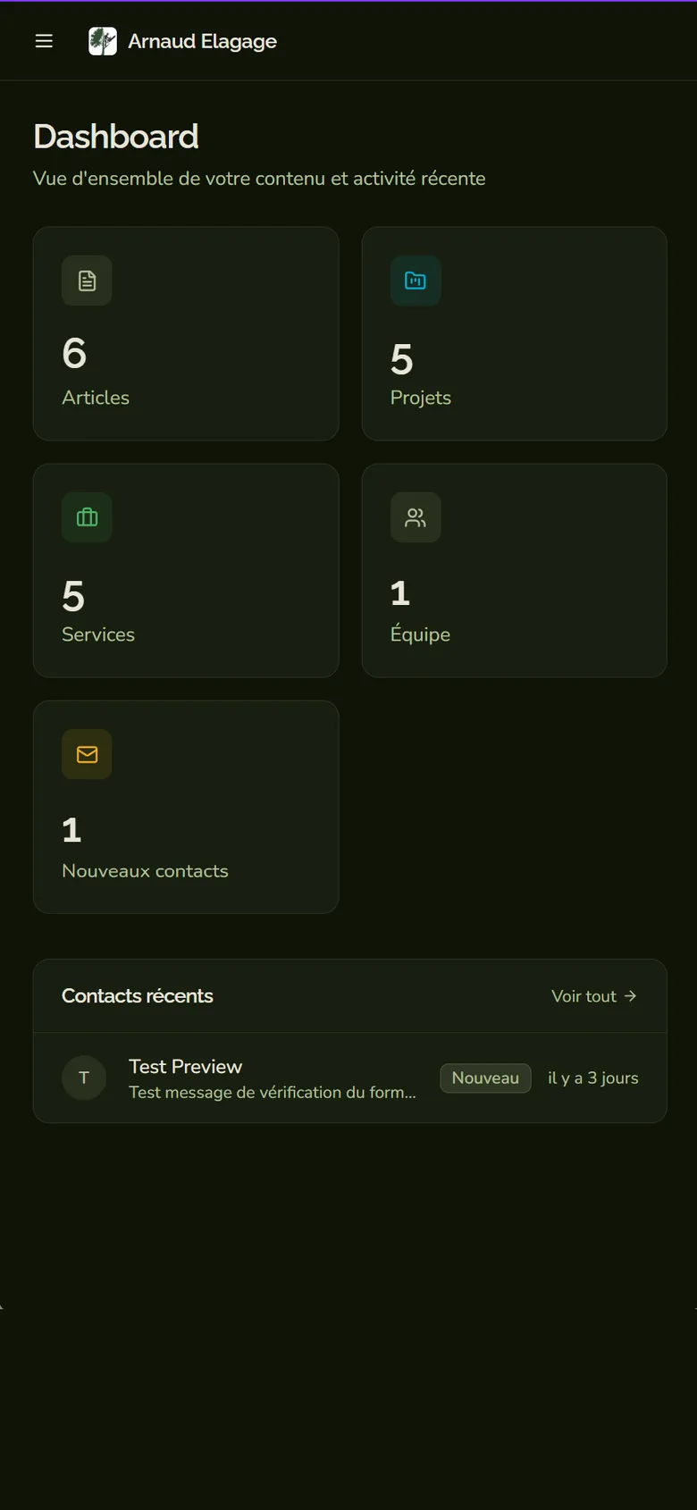 Back-office Awilix sur mobile — Arnaud Élagage