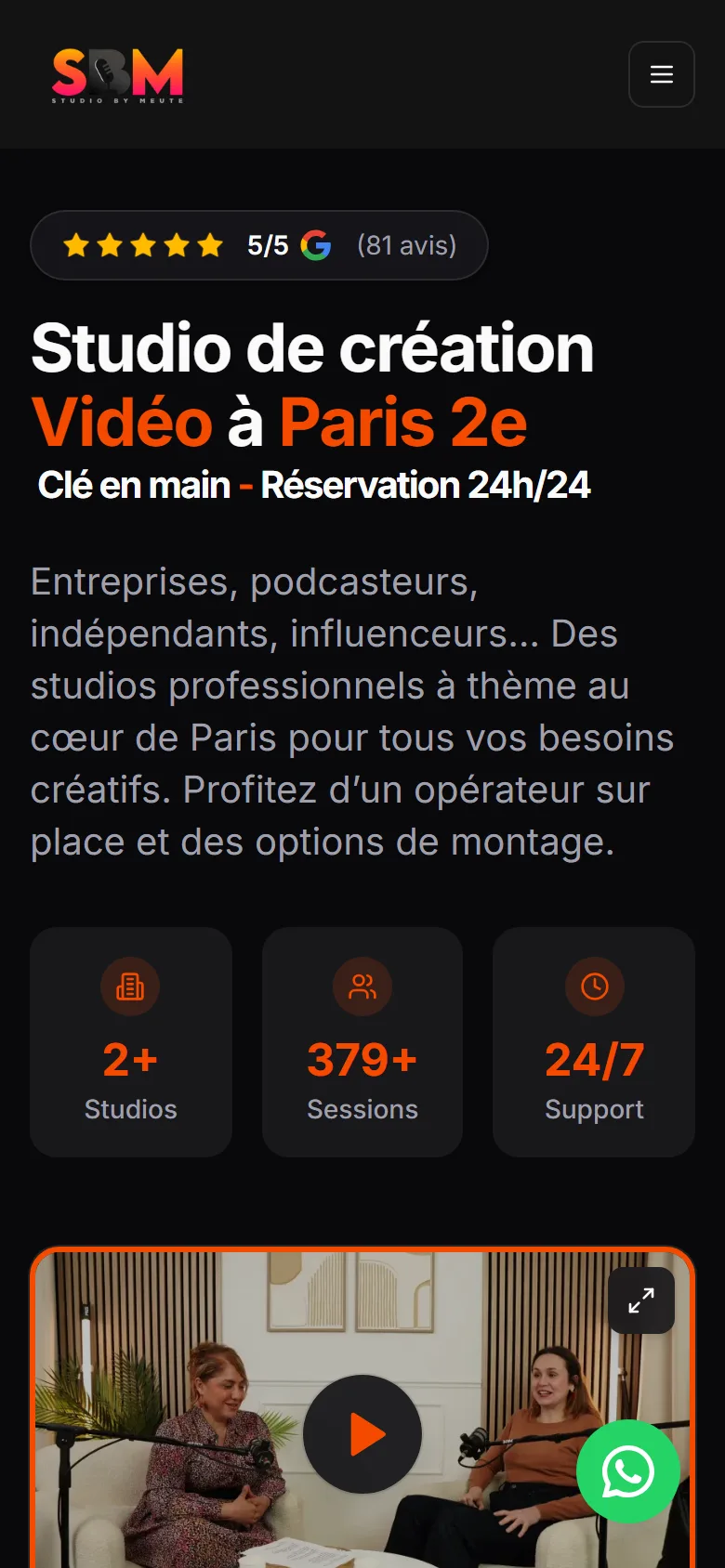 studiosbm.fr — version mobile