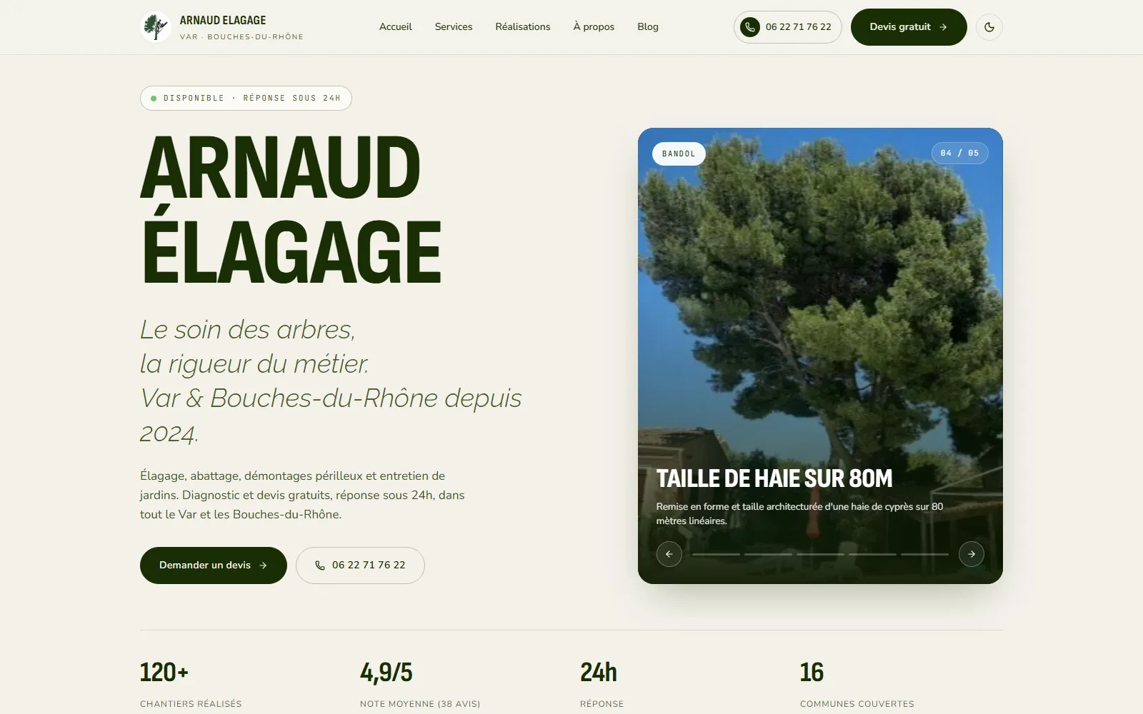 arnaud-elagage.fr — site réalisé par Awilix